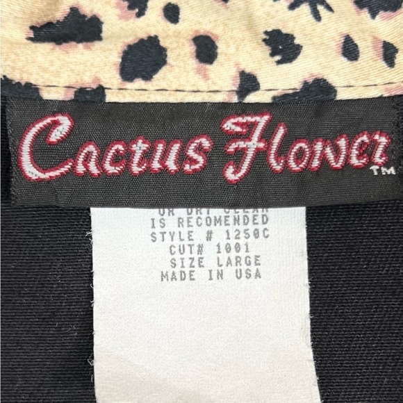 CACTUS FLOWER Women's Vintage‎ Style Animal Print Rhinestoned Button Up Size L - Picture 9 of 12
